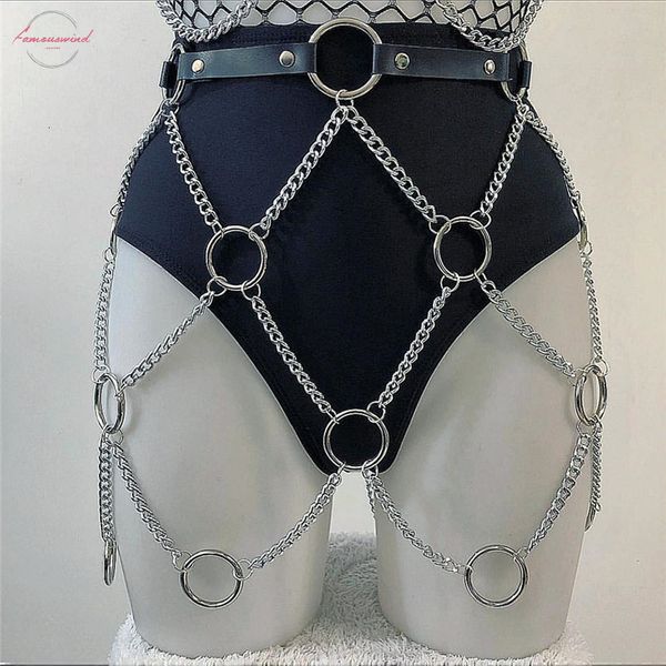 

punk leather waist belt metal skirt women harness hollow nightclub hip hop black pu mini skirts