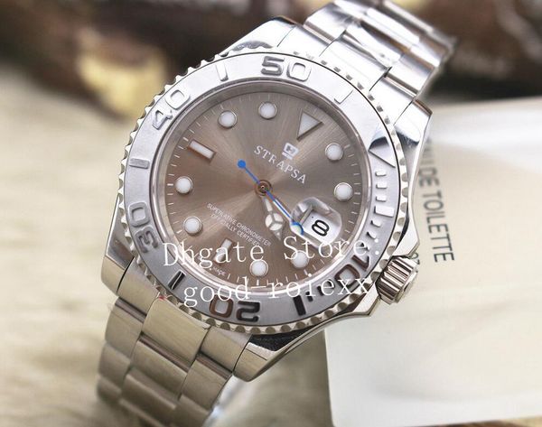 

мужские автоматические 2813 механизм серый циферблат часы мужчины яхта 116622 часы 40 мм часы превосходный 126622 спортивные наручные часы и, Slivery;brown