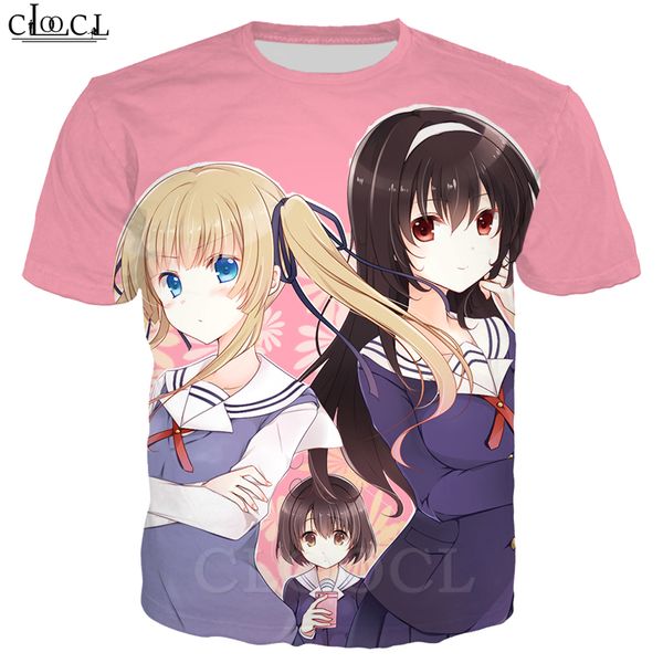 

мода аниме saenai героиня нет sodatekata t shirt мужчины женщины 3d печати аниме девушки с коротким рукавом повседневные tops streetwear tee, White;black