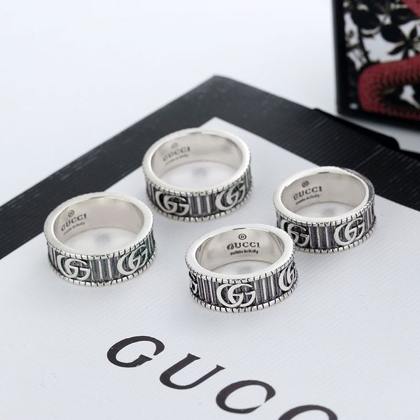 

wholesale g fashion luxurious fine silver gûccì stamp ring for women men jewelry wedding with box ing