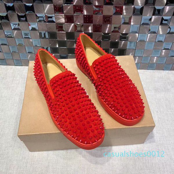 

designer shoes roller-boat men's flat loafers red bottom platform casual spikes women sandal spikers trainers black blue wedding party