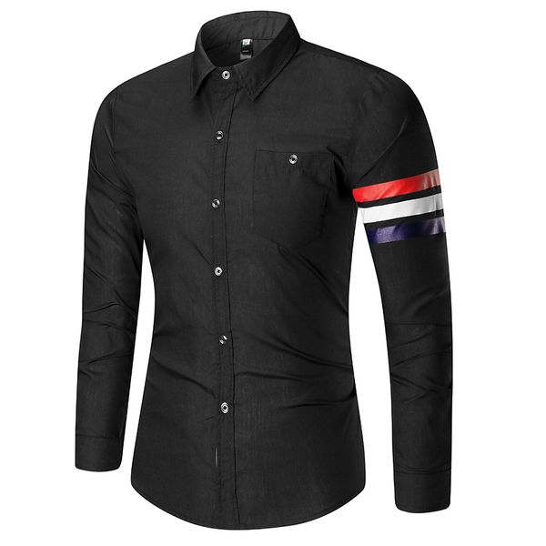 

mens colorful shirts comfortable slim fit solid turn down collar casual male shirts, White;black
