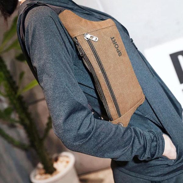 

1pcs outdoor sports canvas waist bag waterproof climbing mobile chest sports bag men running fitness women equipment phone o7v4