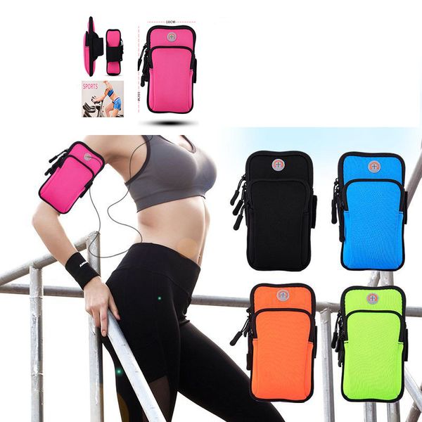 

sports armband, running gym universal smartphone arm bag with earphone hole multifunctional pockets for iphone and more