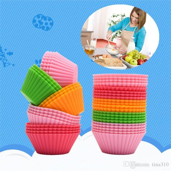 Fodere per cupcake in silicone Tazze per muffin colorate mimetiche Stampi per dolci a forma rotonda Stampo per gelatina IB644