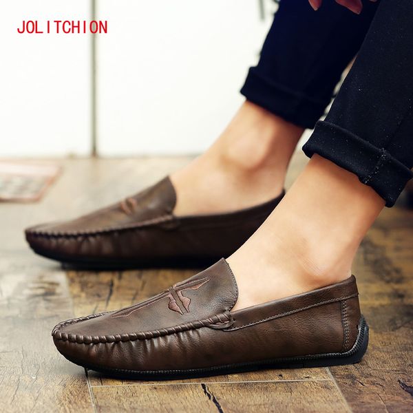 

fashion men casual loafers moccasins men shoes casual pu leather breathable slip on boat shoe chaussures hommes, Black
