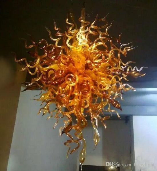 

home lamp decoration chandelier antique light fixtures sale led light source amber 100% handmade blown glass chandelier 40 inches high