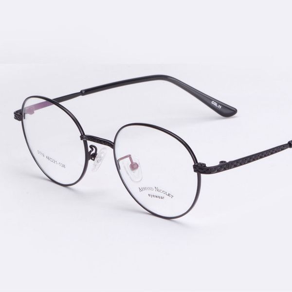 

металлическая студенческая оправа для очков полнокадровые плоские очки мужские и женские арт ретро круглые, Black