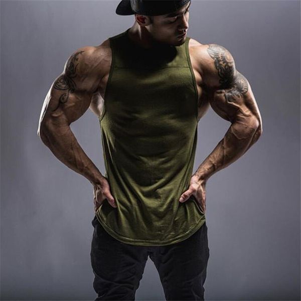 

new fashion brand fitness clothing bodybuilding gyms tank men fitness sleeveless vest cotton singlets golds muscle shirt, White;black