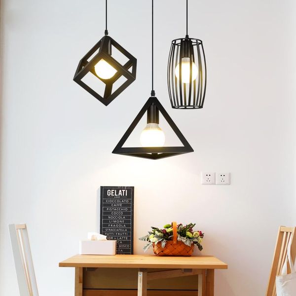 

Старинные подвесные светильники Железный черный Hanglamp Таблица подвеска лампа кух