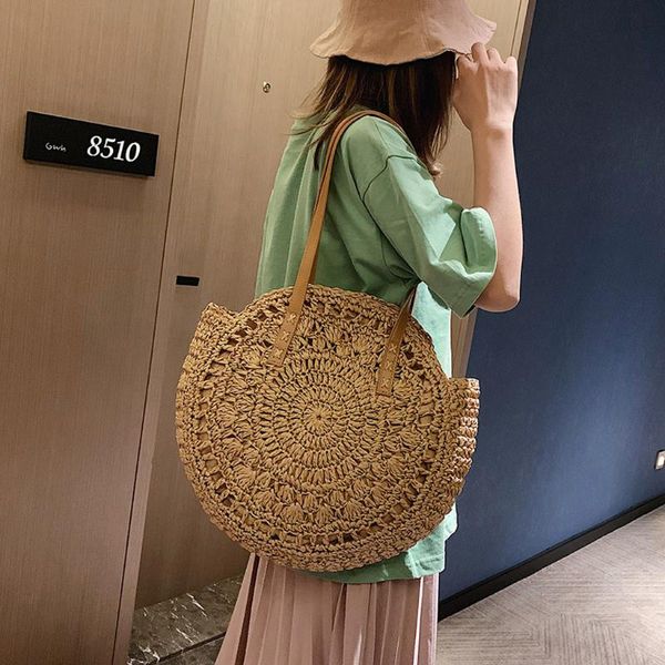 

2020 round straw bags women summer rattan bag handmade woven beach crossbody bag circle bohemia handbag mochila mujer #t1g