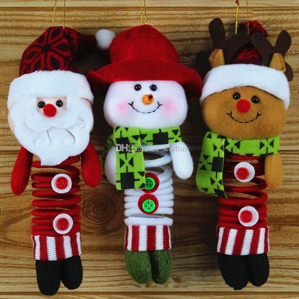 

christmas santa claus pendant christmas tree doll rocking spring leg pendant party xmas ornaments toys gift wx-c28