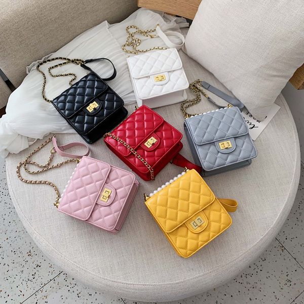 

retro style diamond lattice pearl chain shoulder messenger bags mini women purses and handbags