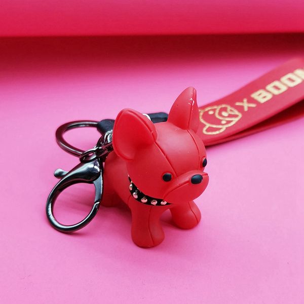 

французского бульдог кожаного rope key chain pendant лишайники puppies животные пара мешок кулон сумка украшение подарок день рождения, Silver