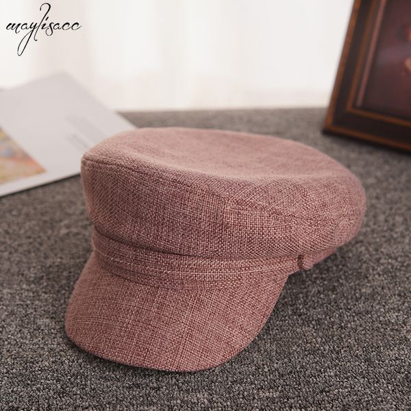 

maylisacc 2019 new ladies vintage beret hats painter hat cotton linen autumn and winter fashion hat casual outdoor plaid, Blue;gray
