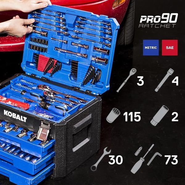 

Car kobalt 227 piece mechanic tool et tandard ae metric poli hed chrome new