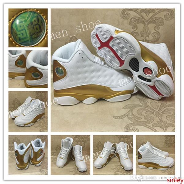 

new 13 dmp white metallic gold mens basketball shoes sneakers running shoes for men 13s sport sneaker with shoes