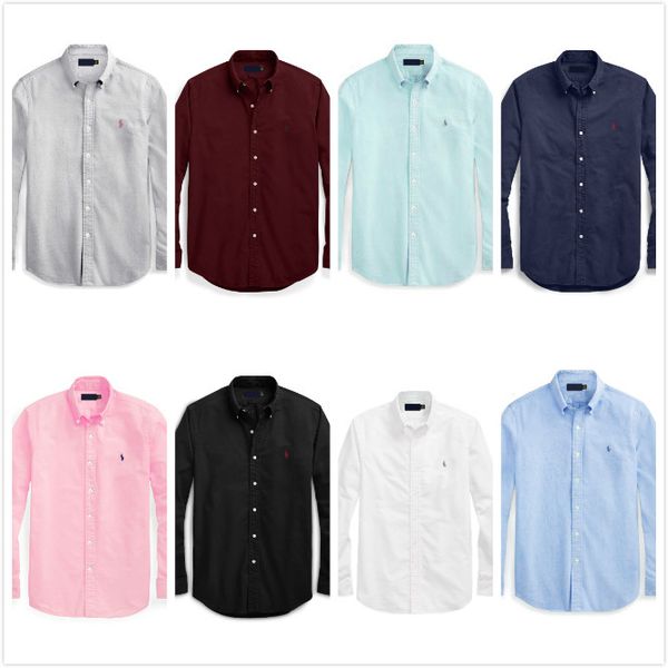 

ralph lauren мужская рубашка мужская рубашка конструктора престижное ткань оксфорд сгущает зимы рубашку 19fw высокого качества классический, White;black