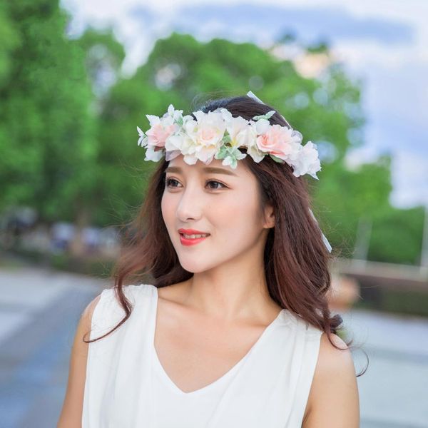 

hiyong festival hairband flower crown headband rose headband for women girls child friend, Golden;white