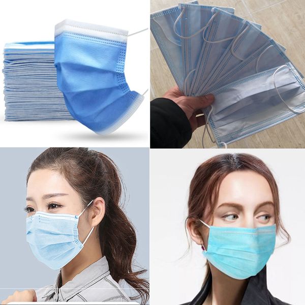 

dhl 50 three layers disposable masks protective proof of spray cloth filtration respirator dust protect your health protective mask