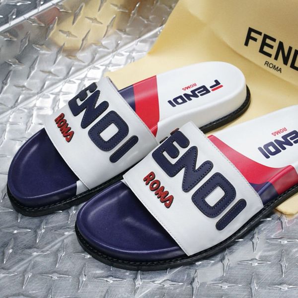 

2019 new men's luxury designer slippers letter stripes with classic shoes designer shoes brown black and white size 38-45