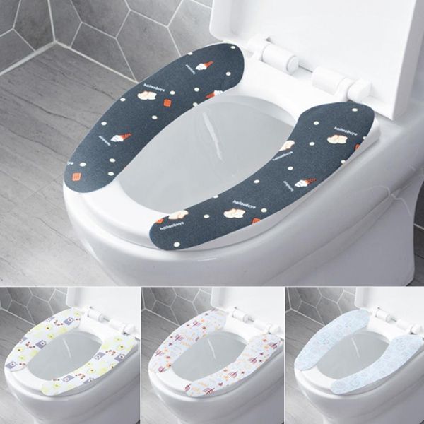 

self adhesive print toilet seat cover mat cushion washable bathroom accessory