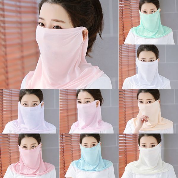

lskwl women scarf face mask scarf styles silk chiffon handkerchief outdoor windproof half face designer sunshade masks 38 dust-proof, Black