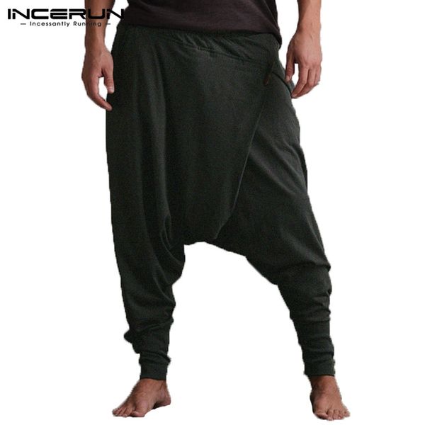 

men's harem pants drop crotch elastic waist hip-hop casual trousers men baggy joggers pants men women oga-pants s-5xl incerun, Black