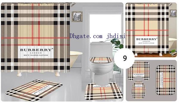

luxury bathroom floor mats sets 3pcs print grid letter curtain used for shower room shading decorative khaki horse print curtain
