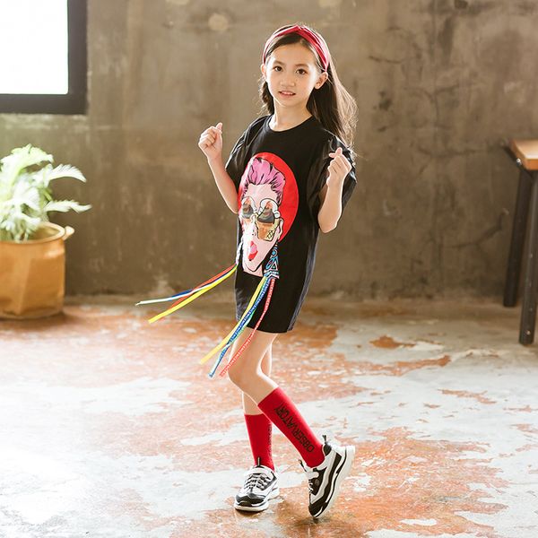 

kids dresses for big girls toddler dresses 2019 summer children fashion casual cartoon 4 5 6 7 8 9 10 11 12 13 years, Red;yellow