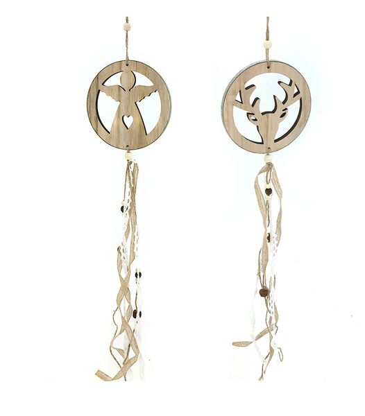 

wooden christmas hanging ornaments tree, star, deer and angel