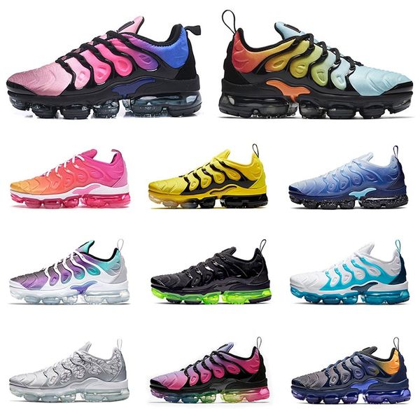 

tn plus geometric active fuchsia black mens women running shoes grid print lemon lime bumblebee game royal trainers sports sneakers 36-45, White;red