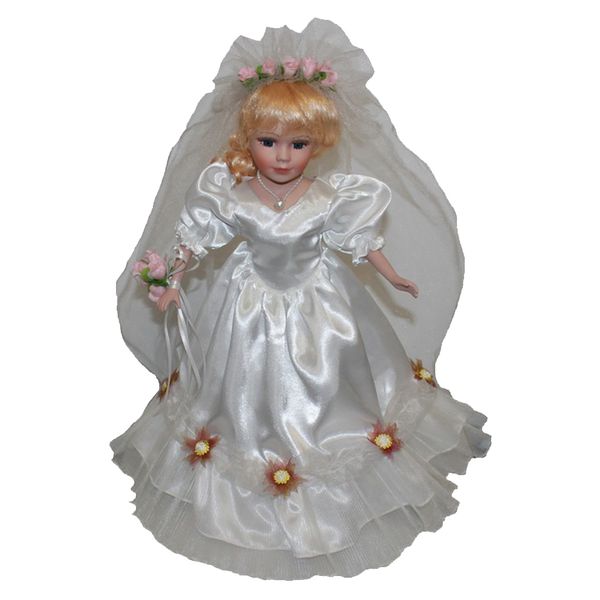 

40cm victorian porcelain female doll model in white wedding dress home decor