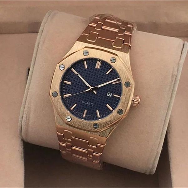 

Горячие Топ Бренд Мужские Часы Royal Oak Ремешок Из Нержавеющей Стали Кварцевые Часы