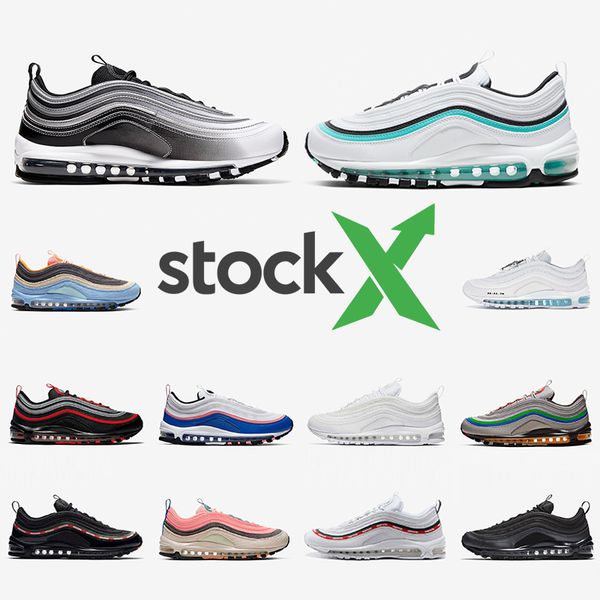 

new 97 aurora green mens running shoes black reflective silver bred triple white 97s corduroy pack men women sports designer sneakers