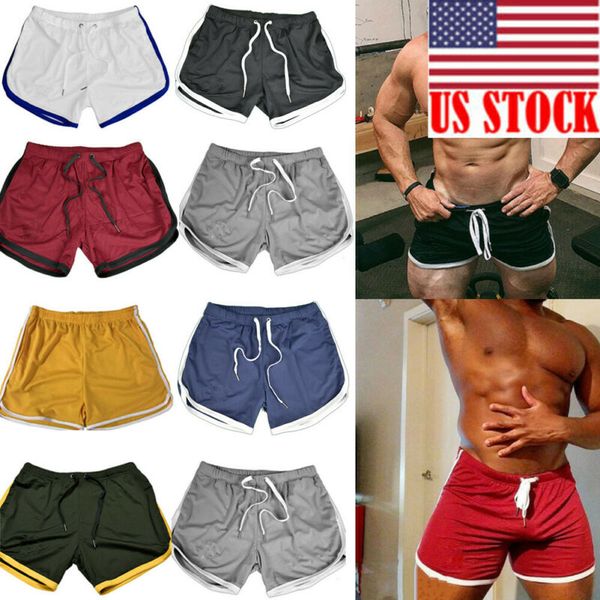 

men's gym shorts training running sport workout casual jogging pants trousers, Black;blue
