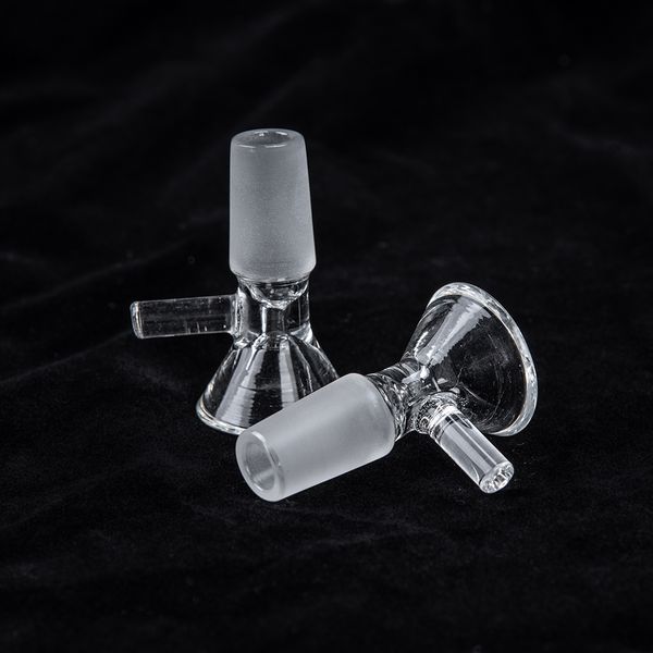 

Glass Slide Bowl For Glass Bong With Handle Blue Clear Funnel Male Female Smoking Accessories Water Pipe Heady Bongs Hookah FY2231