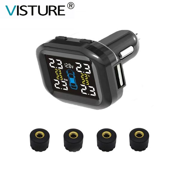 

visture tpms with 10w usb output car tire pressure alarm monitor system tyre monitoring external internal sensor t05w t07w