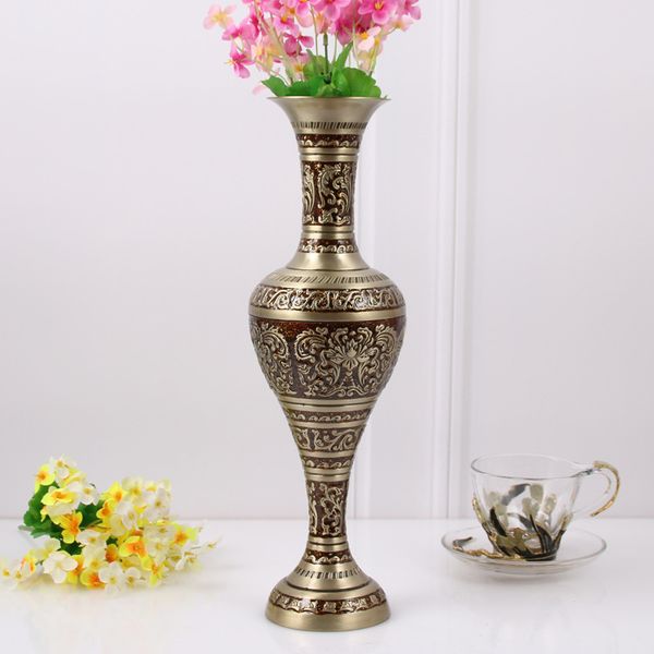 

большой размер высота 37.4cm vintage home decor металла ваза бронзовый цвет столешница art craft свадебные украшения бытовая ornemants