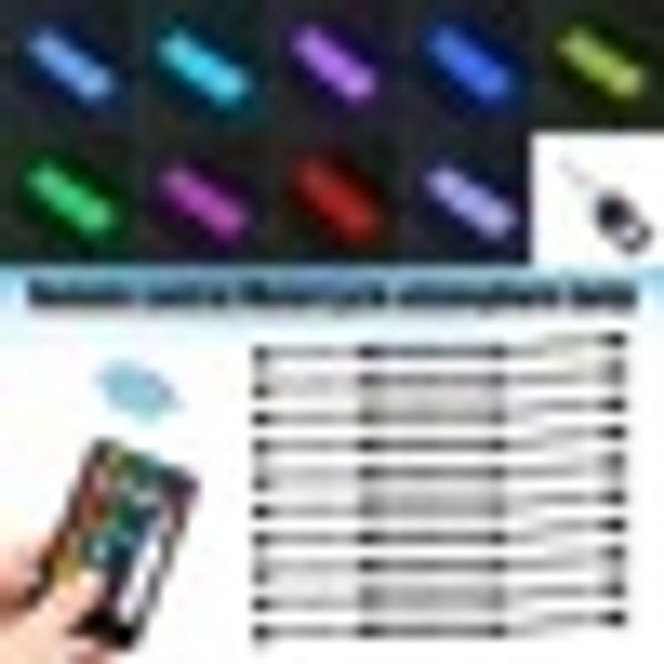 

10x led strips motorcycle car rgb light 12v 60smd interior ambient atmosphere lamp neon strip light remote control
