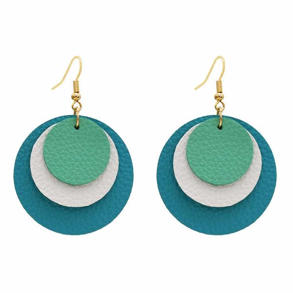 

fashion multi-layer leather round earrings for woman, Silver