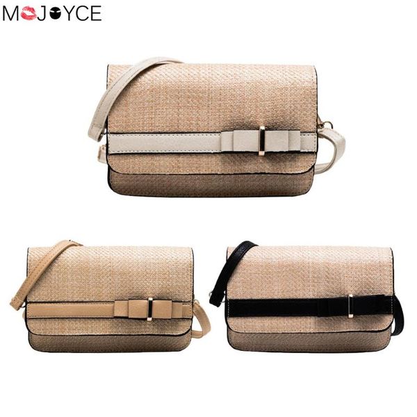 

new women wild casual straw bag shouler bag bowknot decor shoulder handbags women straw woven flap small crossbody bags