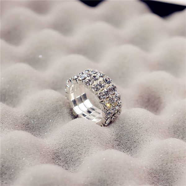 

elastic silver tone double row crystal rhinestone toe ring 6mm colorful/transparent rings for women