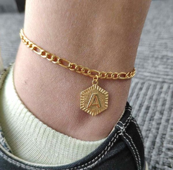 

26 letter a-z позолоченные ножной бич foot jewelry leg цепи мода ножные для ног женщины босиком сандалии лодыжки браслет, Red;blue