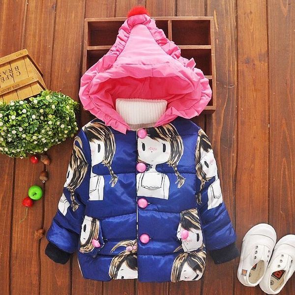 

новая мода 2018 зима новорожденный ткань дети плюс бархат симпатичные pattern хлопок куртка с капюшоном для новорожденных одежда для младенц, Blue;gray