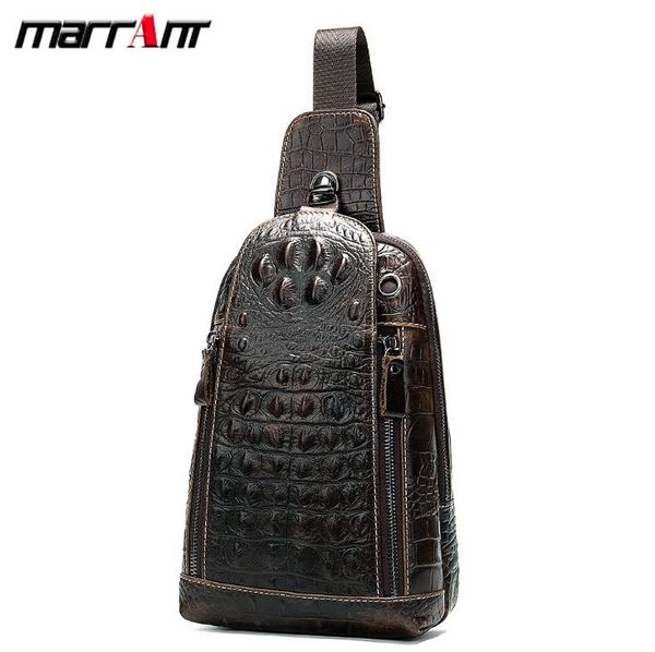 

20 европейских и американских повседневных взрывов натуральная кожа мужская нагрудная сумка крокодиловая кожа молния crossbody сумка мужская