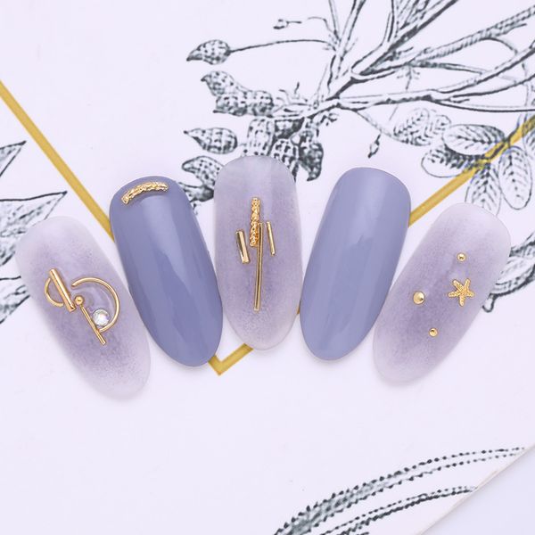 

100pcs nail rivets studs gold metal mixed patterns nail accessories starfish studs 3d art decorations diy tips, Silver;gold