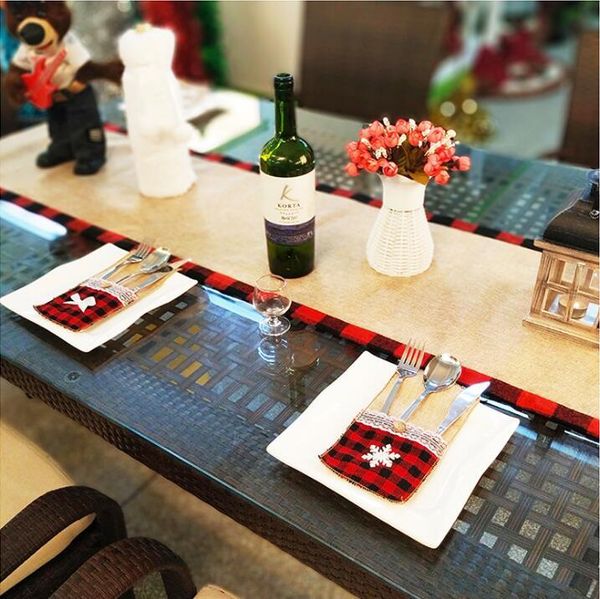 

christmas cutlery bag decorations knife fork bag table candy bag linen utensil holders christmas party home supplies an2797