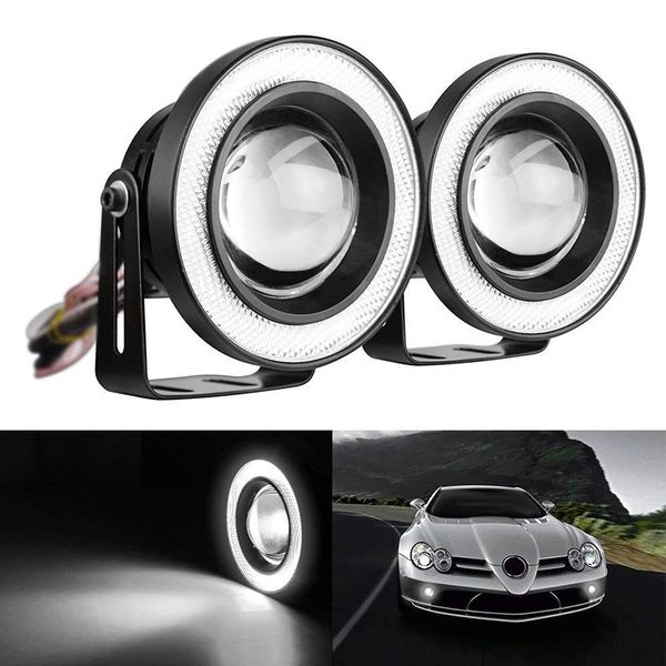 

2pcs car universal 3.5 inch cob angel eye fog lights headlights running lights