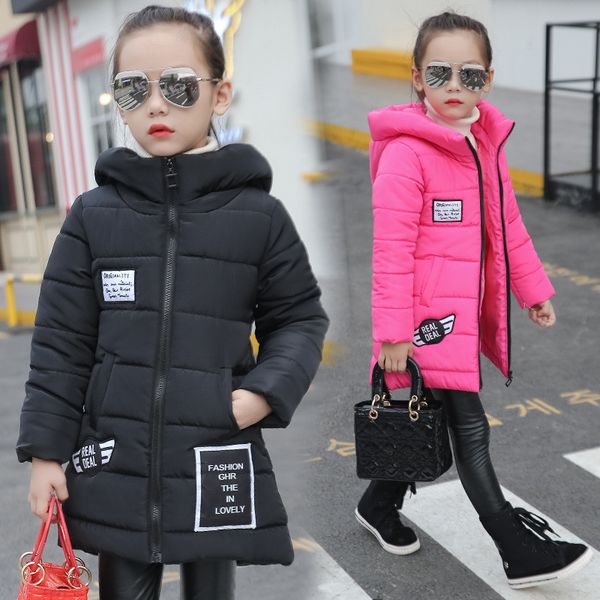 

2019 children's clothing winter girls wadded jacket child thickening cotton-padded coats child outerwear girls parkas 8 9 10 12 y191024, Blue;gray
